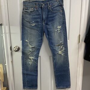 Levi's 522 Jeans Mens 30x30 Blue Distressed Denim Tapered Fit High Rise